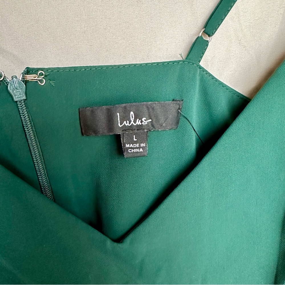 NWT Lulus Reinette Dark Green Midi Dress Large - Picture 8 of 8